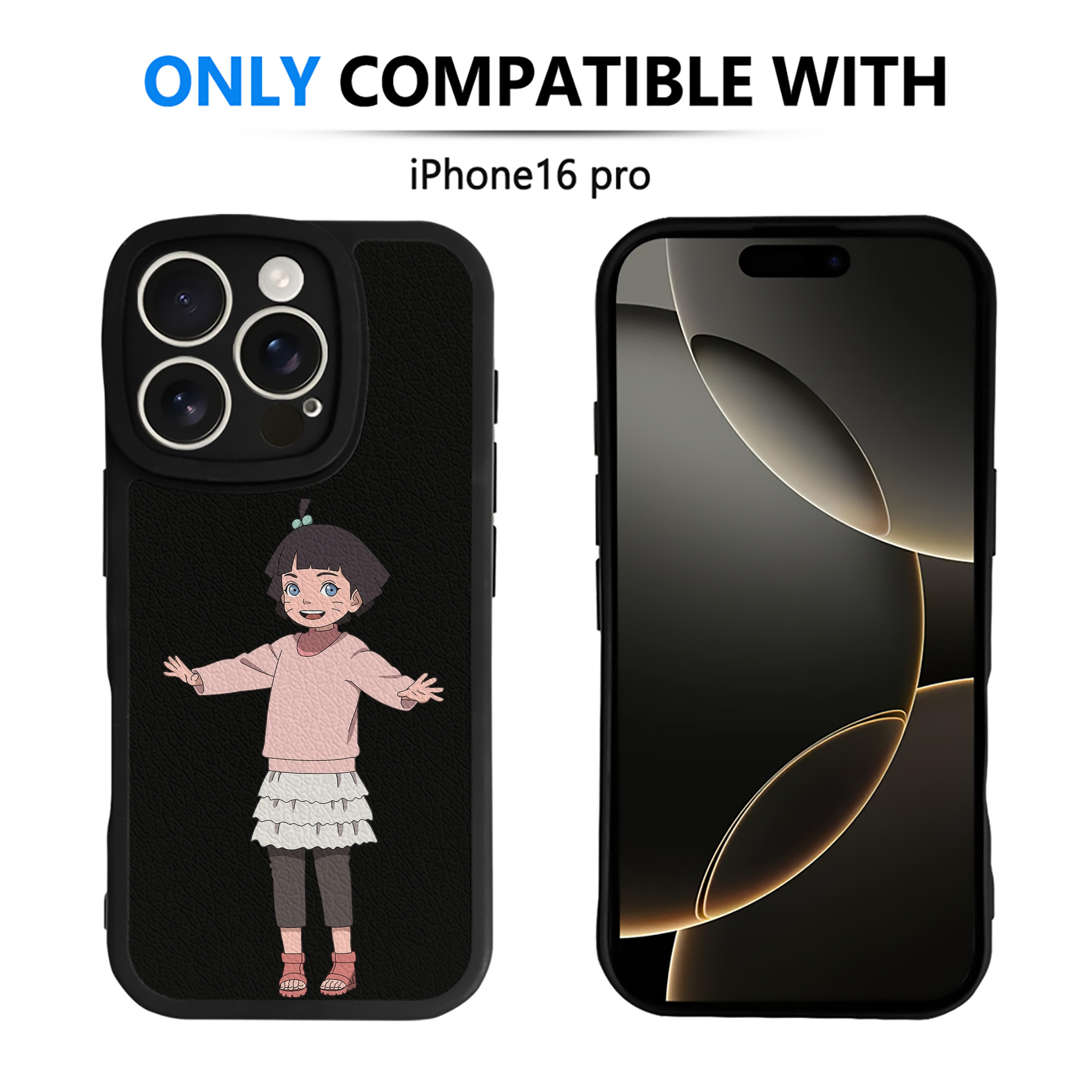 （画像用） NARUTO -ナルト- うずまき ヒマワリ Uzumaki Himawari 【iPhone 16シリーズ対応】シリコンスマホケース（レザー調） 材質：シリコン